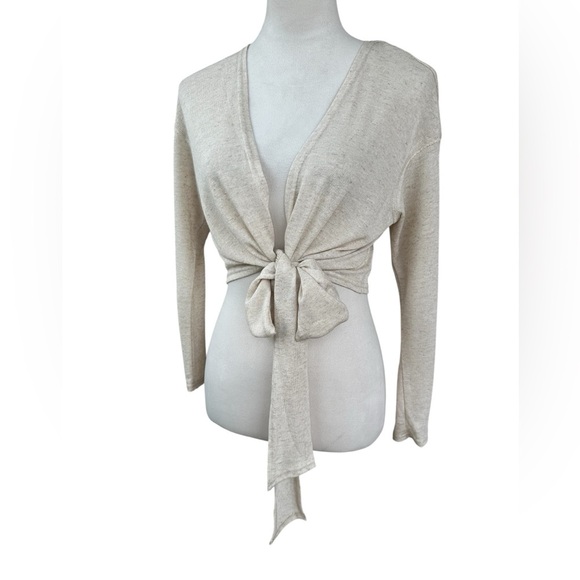 Free People Beach Oatmeal Tie Wrap Crop Top NWT - Picture 1 of 7